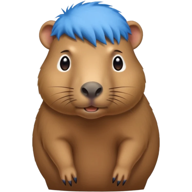 Capybara with blue head hair, standing emoji