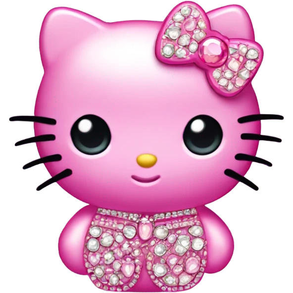 Pink bejeweled hello kitty emoji