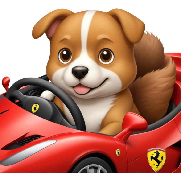 Dog driving a Ferrari  emoji