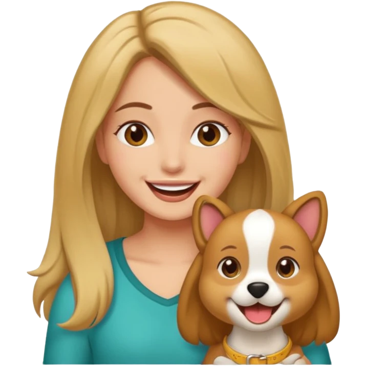 Chica castaña clara con su mascota emoji