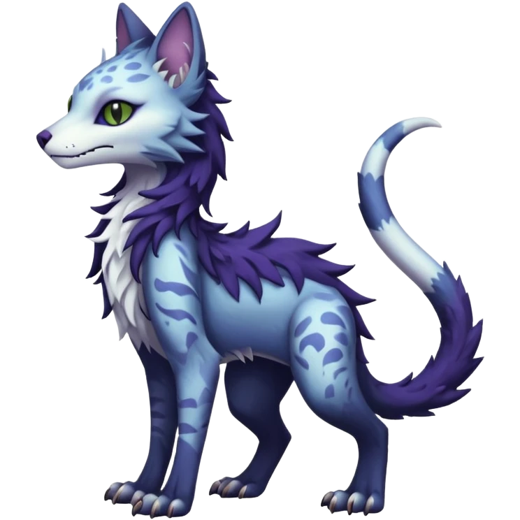 Kawaii dark cute gloomy ghoulish edgy fantasy ethereal feline-vernid-sergal-monster-fursona animal creature full body with intricate markings  emoji