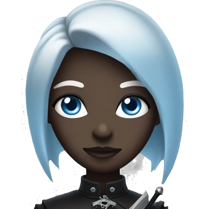 goth girl with blue eyes with dagger emoji
