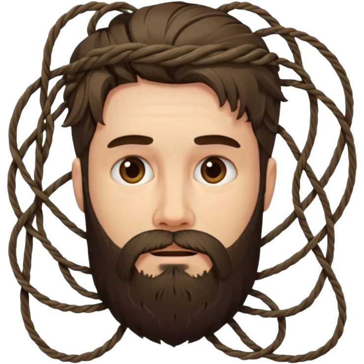 Bearded man tangled in strings emoji