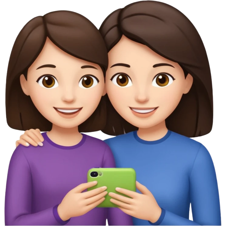 мама брюнетка и дочка брюнетка играют emoji