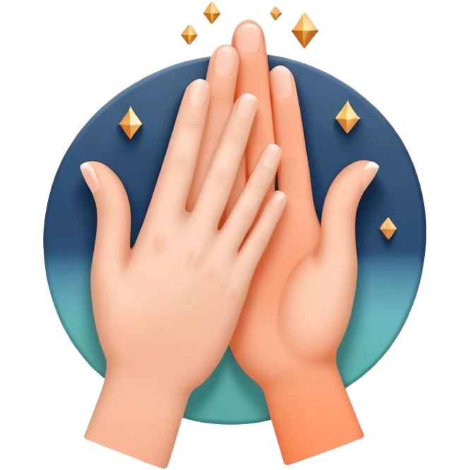 Soft Neutrals → Beige hands + slate blue accents 🌫 Warm Gradient → Peach to mint with gold sparks 🌟 Bold Monochrome → Navy + silver lines 🌌 emoji