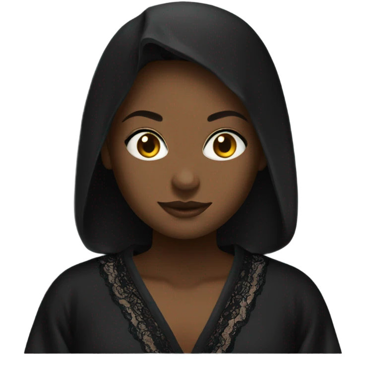 black silk robe with black lace emoji