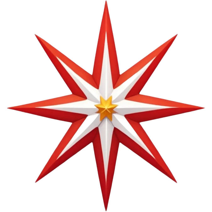 a twelve point star with slightly rounded borders, red and white stroke emoji