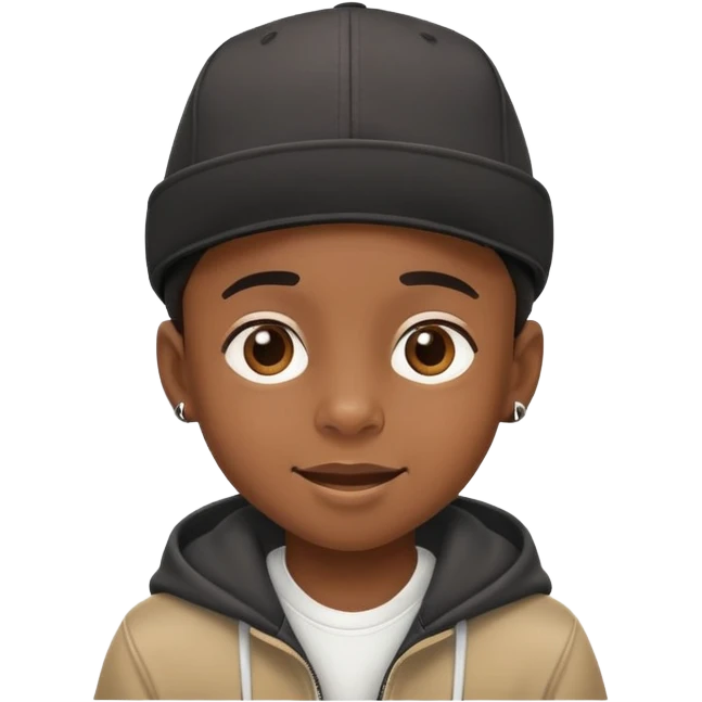 black kid with a hiphop hat, cheerful expression emoji