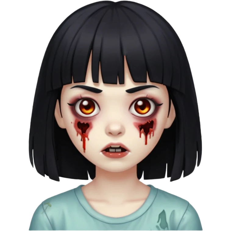 zumbi girl whit black hair with bangs down to the eyebrows emoji