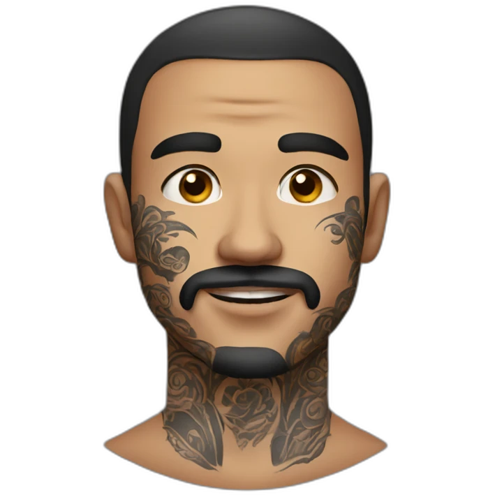 A man with tattoo on his face and a square chin. emoji