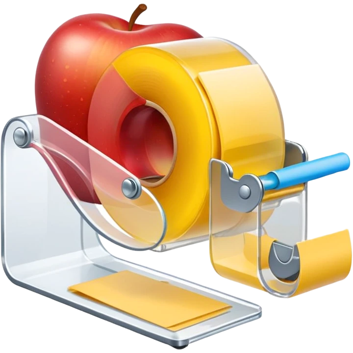 adhesive tape in a tape dispenser, simple, clear, apple style emoji emoji
