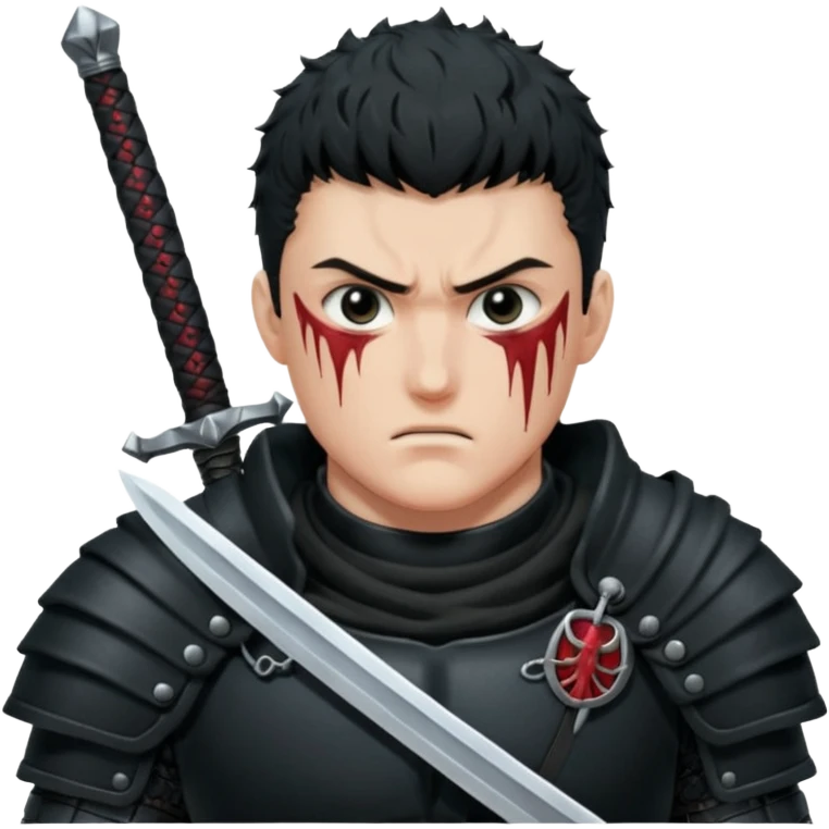 Guts del manga de berserk con su estilo característio emoji