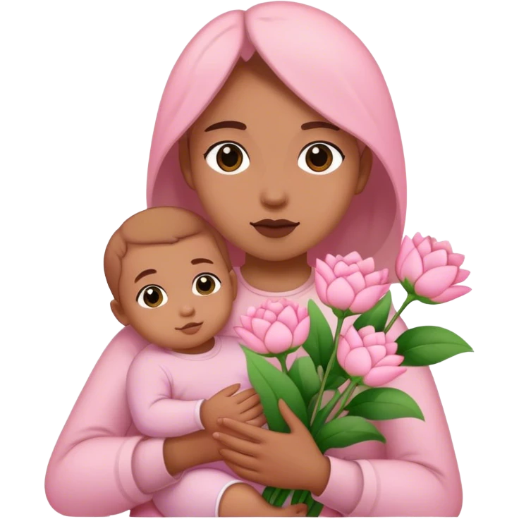 Me holding baby pink flowers  emoji