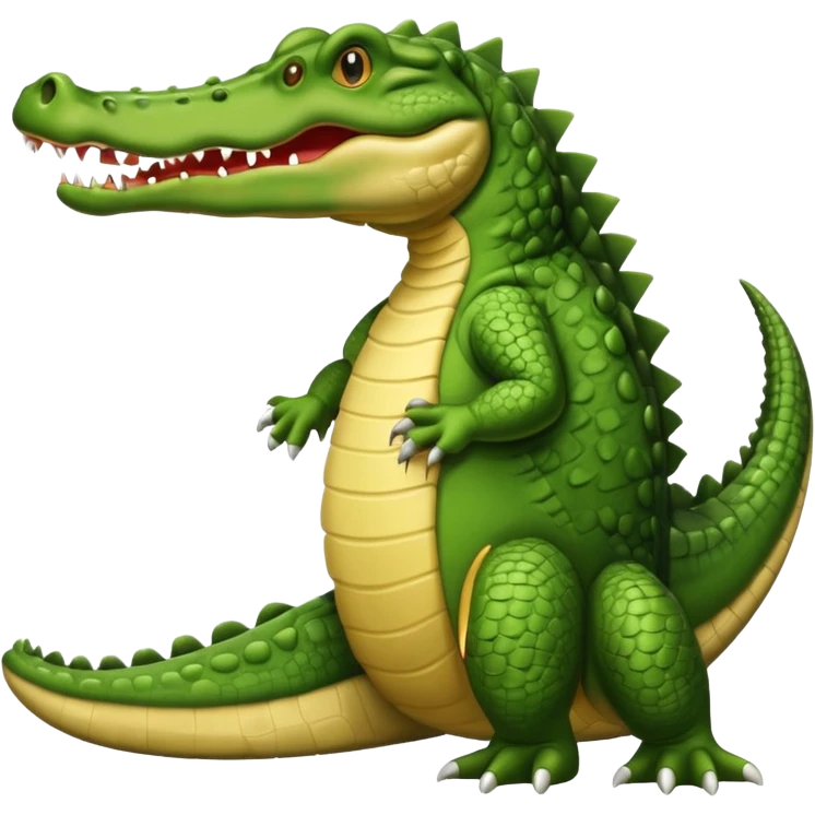 Crocodile with tail over its back with its mouth alittle open emoji