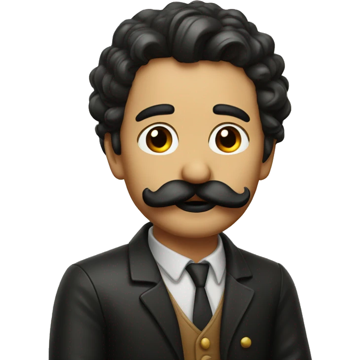 In Italian man with a mustache blowing a kiss, dark hair emoji