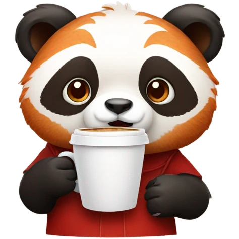 red chinese panda with coffee in hand emoji