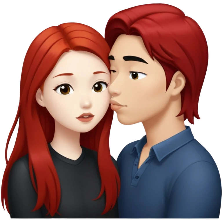 long hair asian boy kisses redhead white girl  emoji