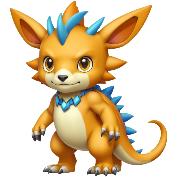 Cute cool colorful Digimon-animal-hybrid full body emoji