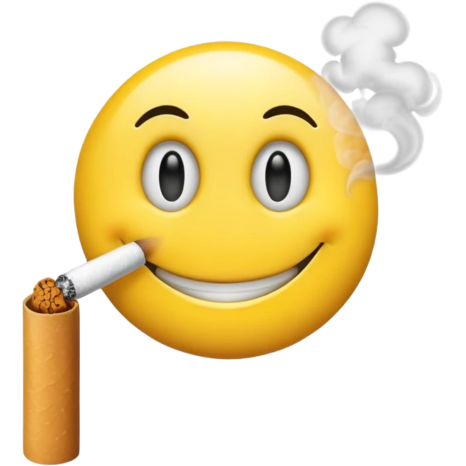 Smiley face with rolled eyes smokes a cigarette emoji