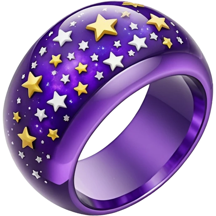epoxy resin ring with space purple and stars motifs crystal emoji
