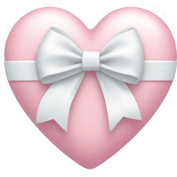 Pastel pink heart with white bow emoji