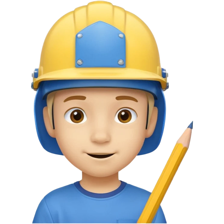 Kid with a blue helmet,has a pencil in his nose and has a yelliw shirt emoji