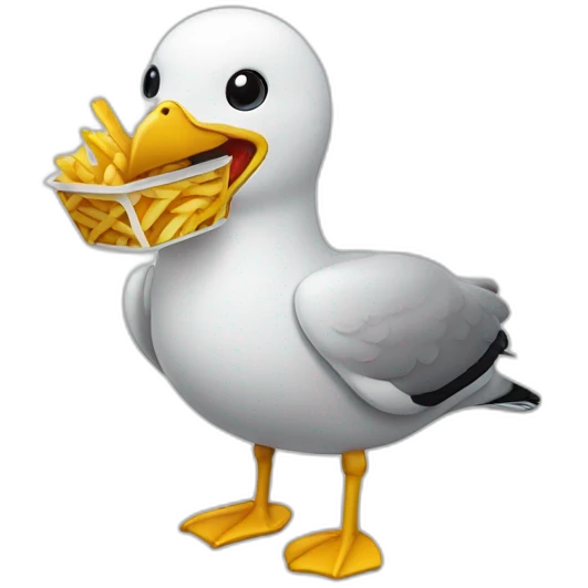 seagull eating fries emoji