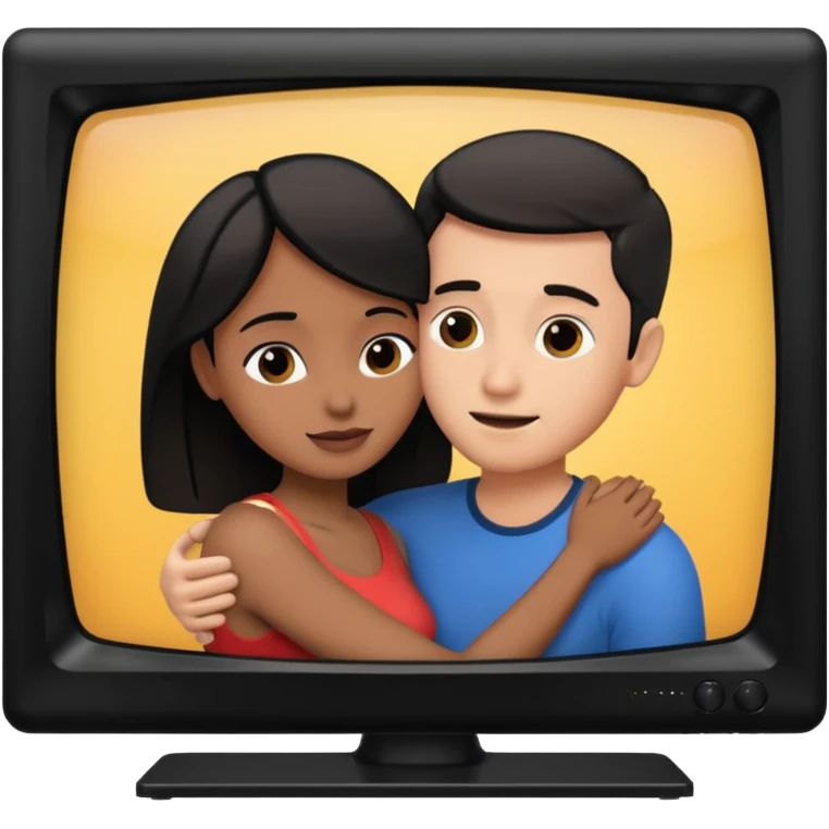 sex scene playing on TV with a naked guy and a naked girl emoji