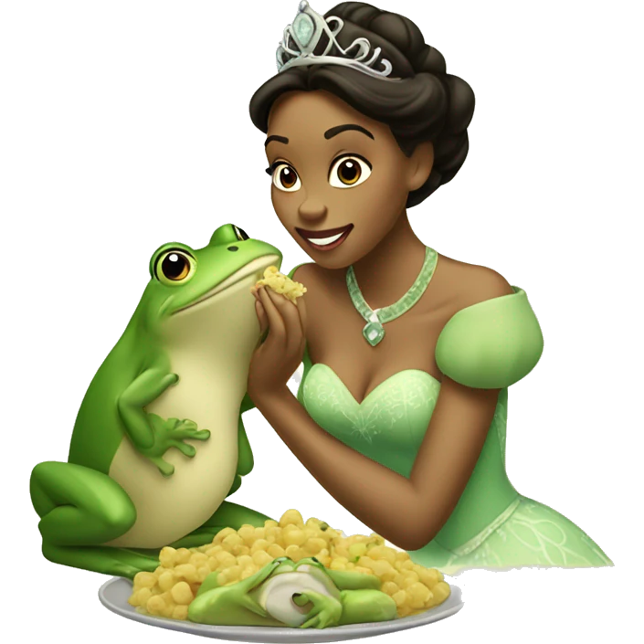 Princess Tiana eating frog emoji