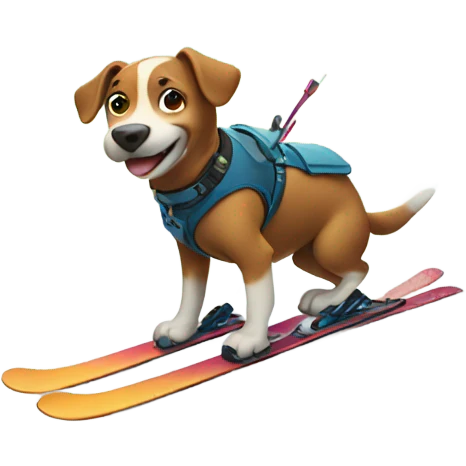 A dog skiing down a mountain  emoji