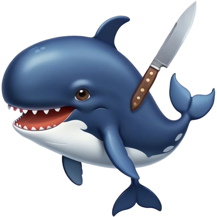 Whale holding a knife in his hand emoji