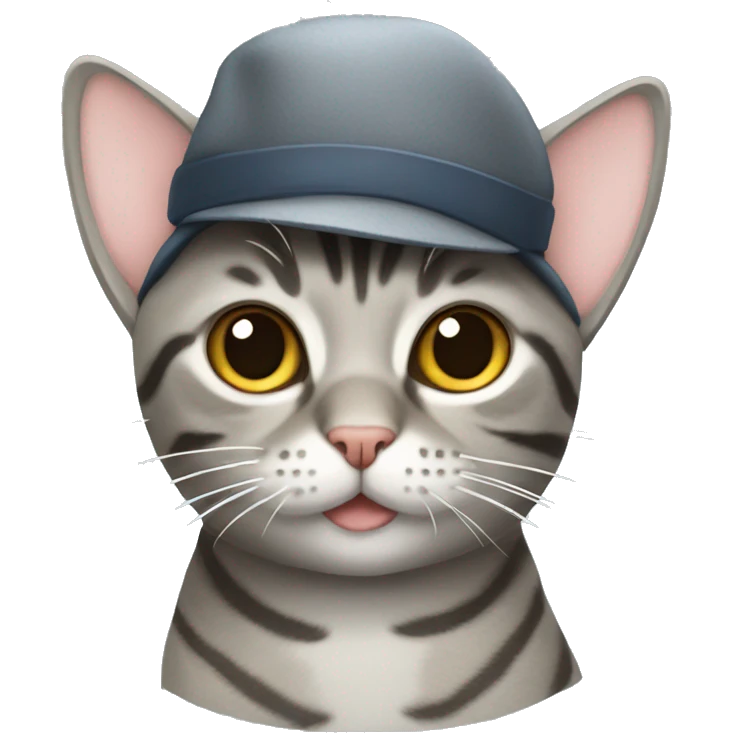 grey tabby cat wearing a propeller hat  emoji