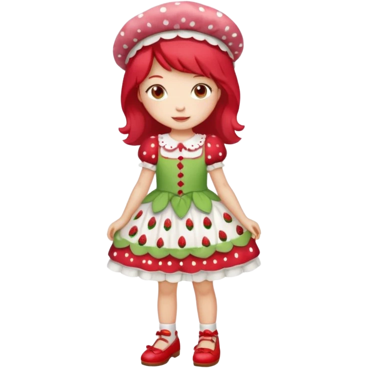pretty and cute modern day strawberry shortcake full body with red shoes emoji emoji