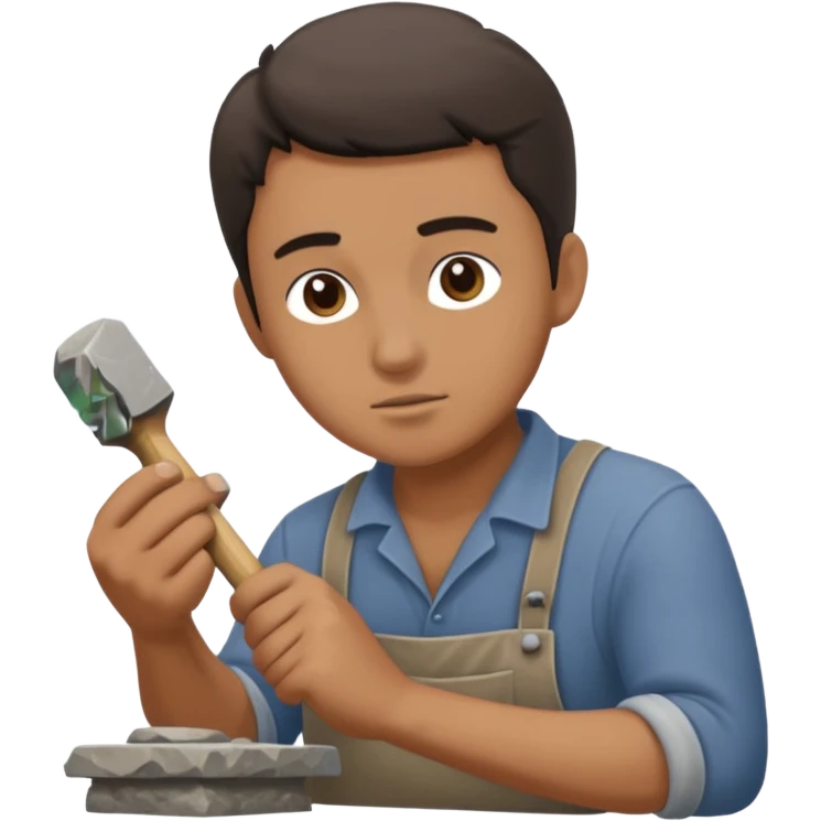 a sculptor during sculpting rock emoji