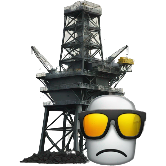 oil rig with hazardous waste and sunglasses emoji