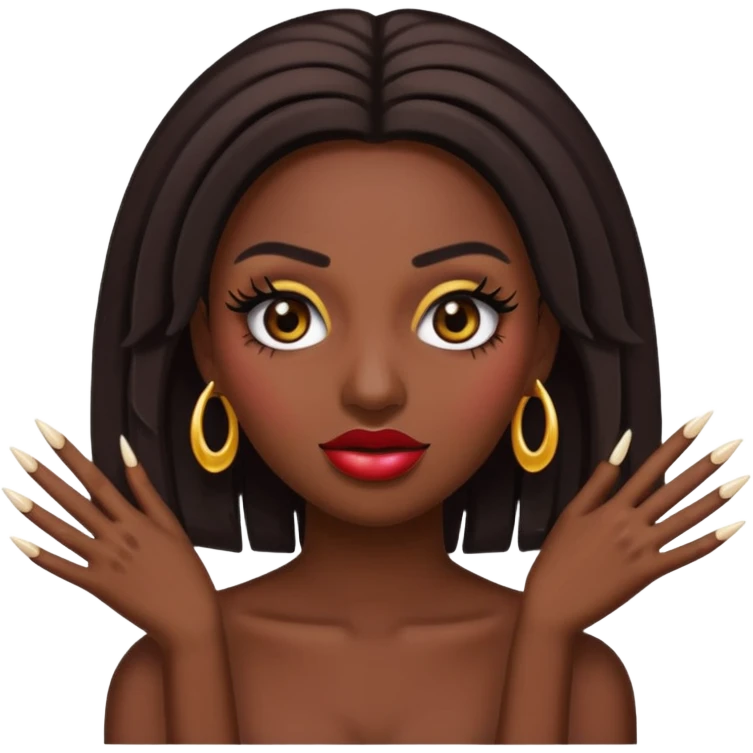 Baddie emoji with fake lashes and nails emoji