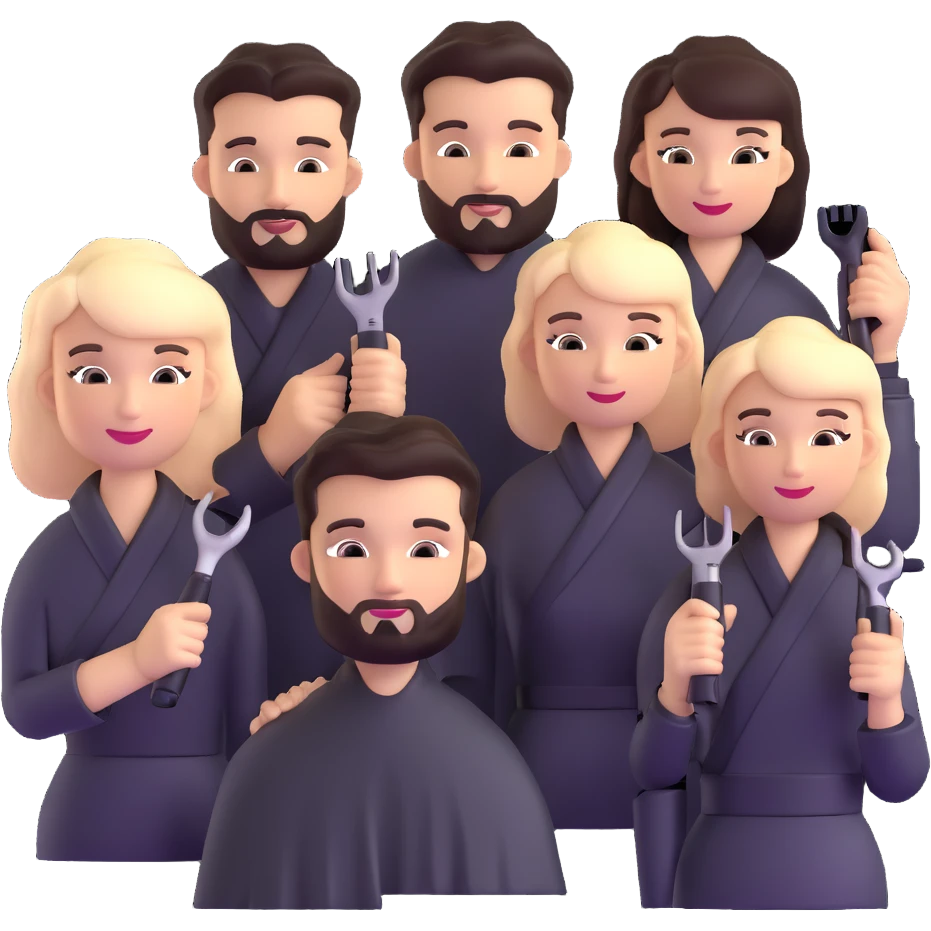 professional hairstylists team group emoji