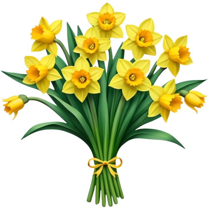 big bouquet Daffodil, stem, leaf emoji