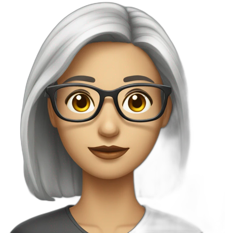 Profesora pelo gris y gafas r9sas emoji