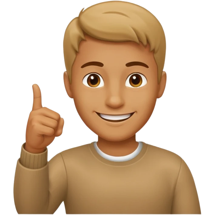 man pointing with index finger on his hand and smiling emoji