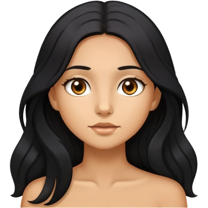 Fille bronzer mat de beau cheveux long noir et yeux marron clair  emoji