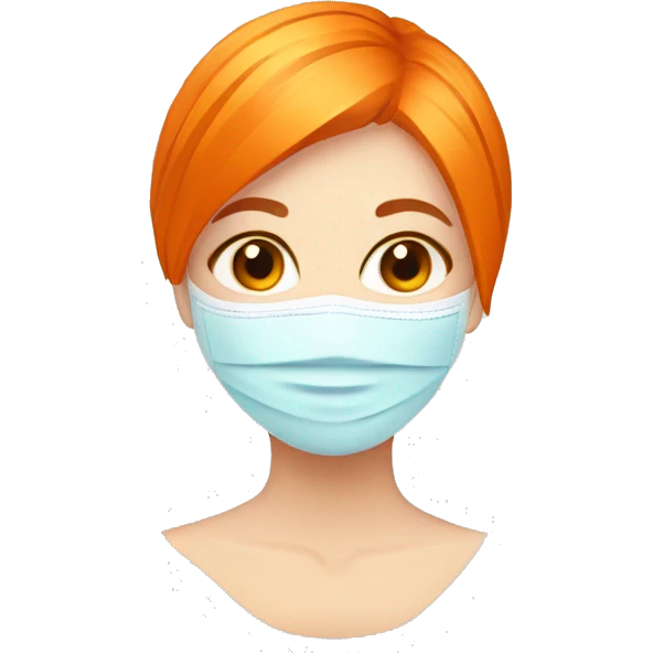 Girl with orange hair with face mask spa beauty full face relaxing emoji
