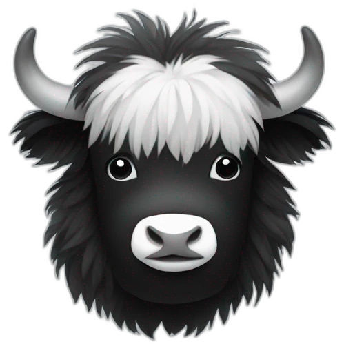 fluffy black and white cute yak emoji