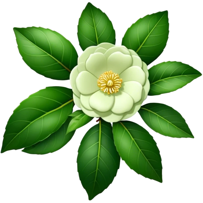 big bouquet Camellia japonica, luxuriant, stem, leaf emoji