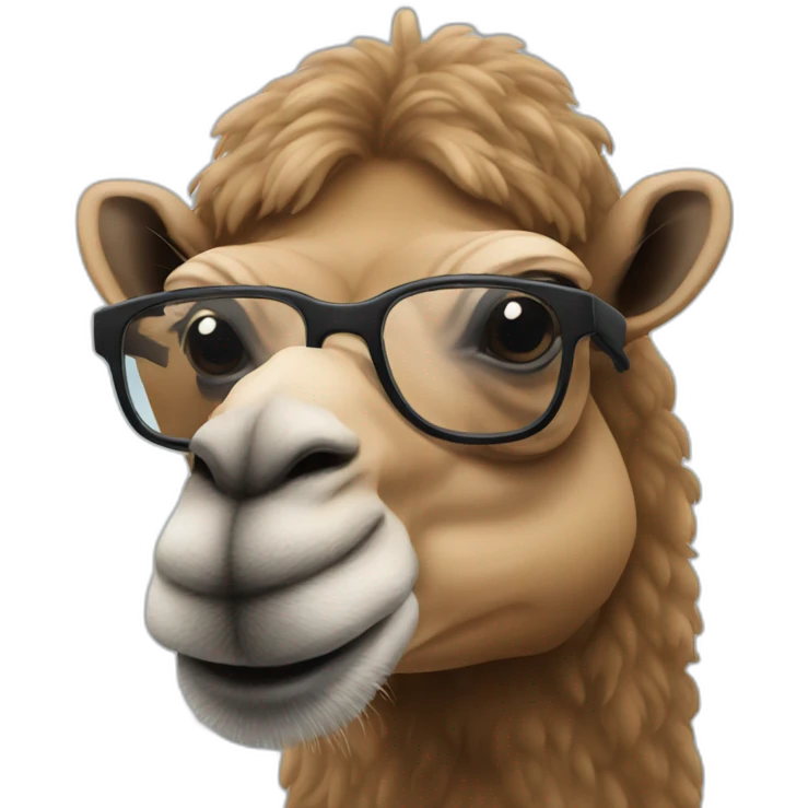 Dark camel with glasses emoji