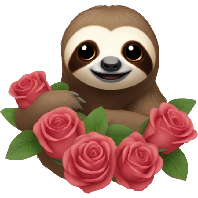 Sloth with roses emoji