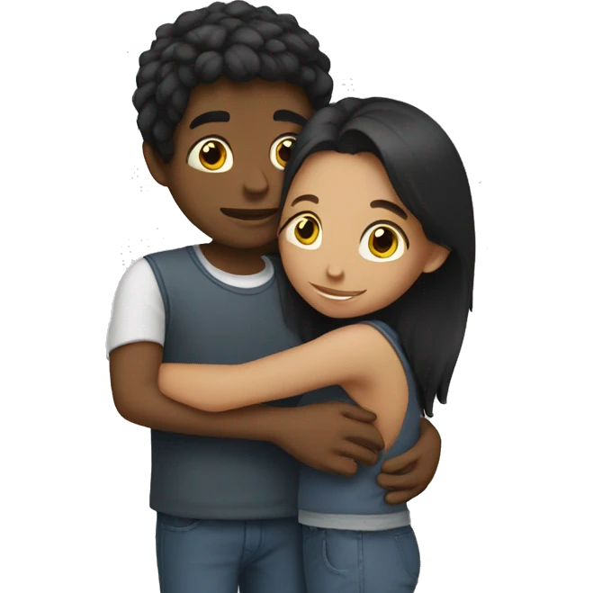 girl with boy hugging  emoji