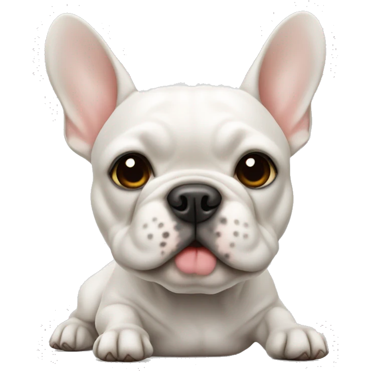 White Frenchie laying  emoji