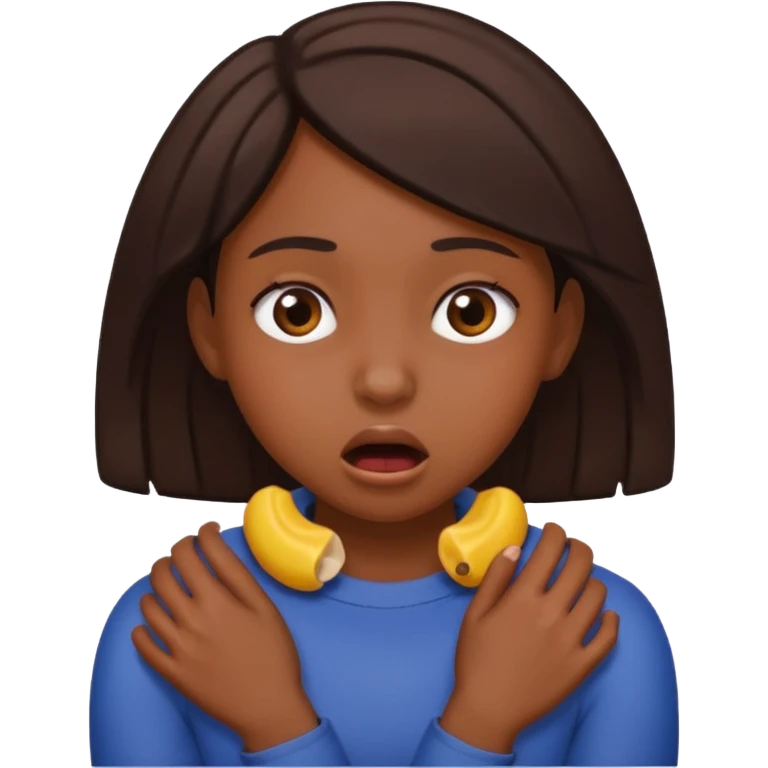 a brown girl choking herself  emoji