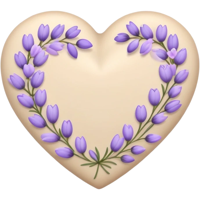 beige heart with lavender flowers  emoji